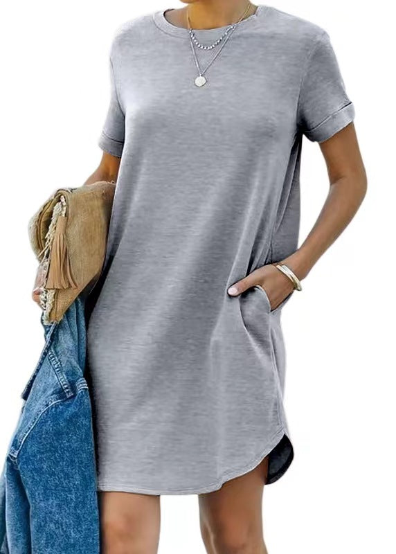 ⏰2025 Women's Casual Short Sleeve T-shirt Dress Basic Dresses with Pockets