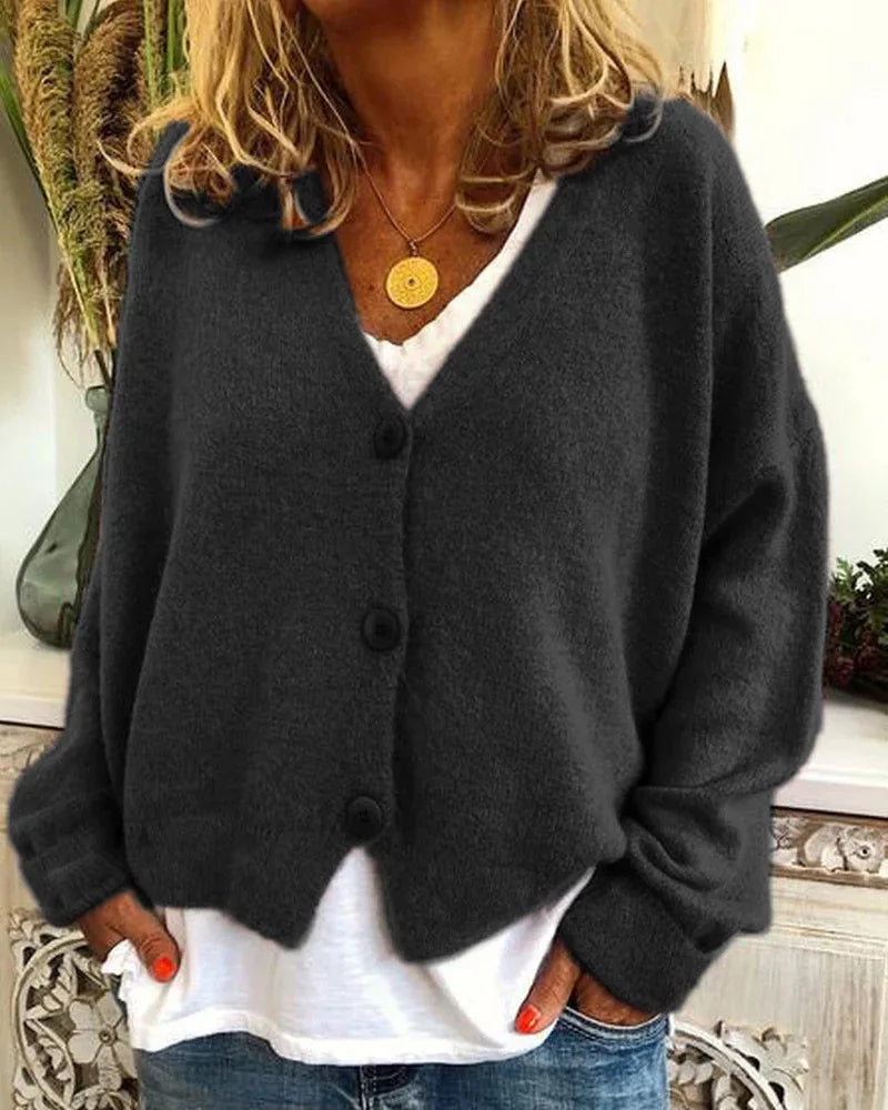 Women Fall/Winter Chic V-neck Button Knitwear