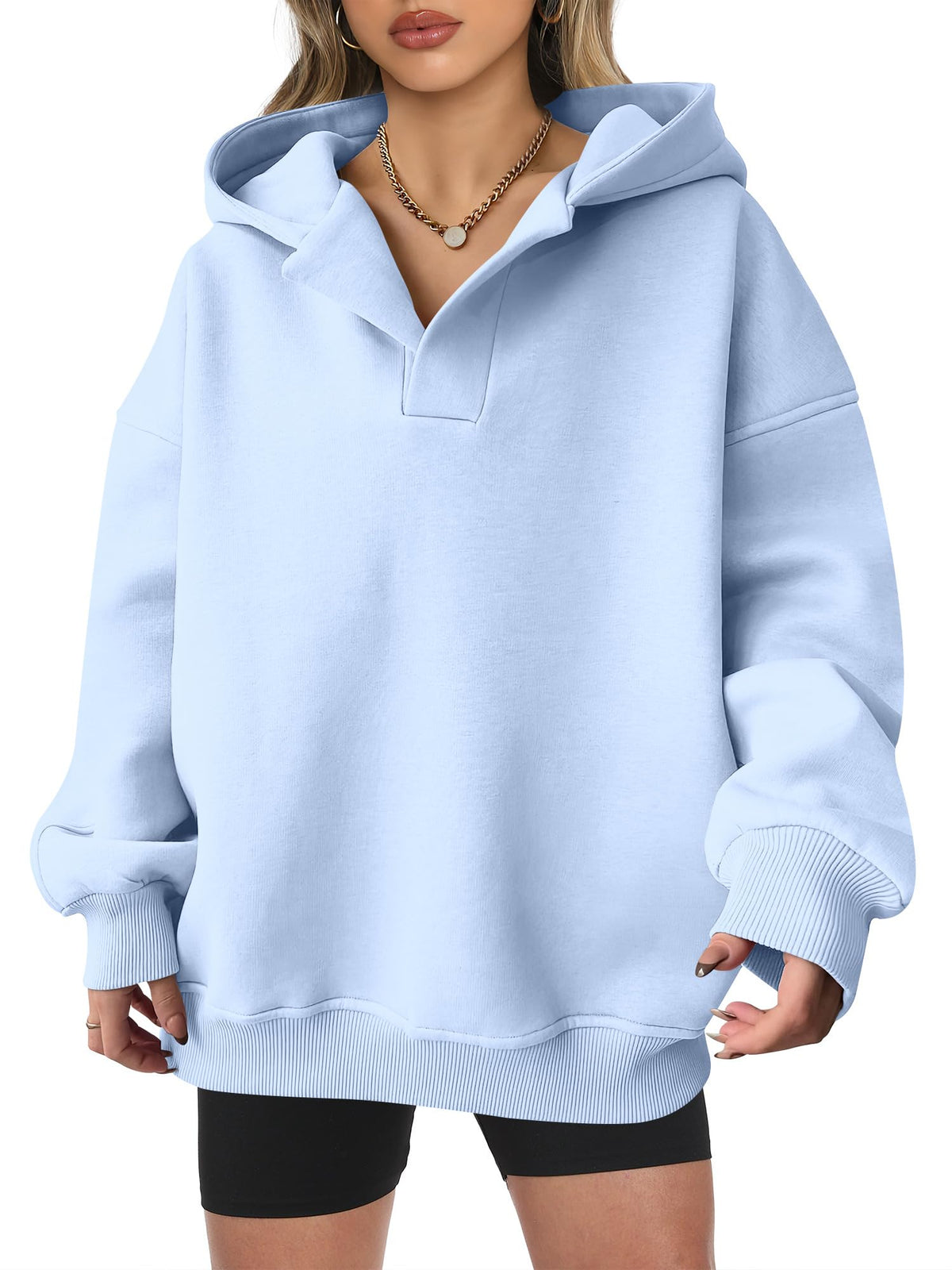Women's Oversized V-Neck Hooded Pullover (Buy 2 Free Shipping)