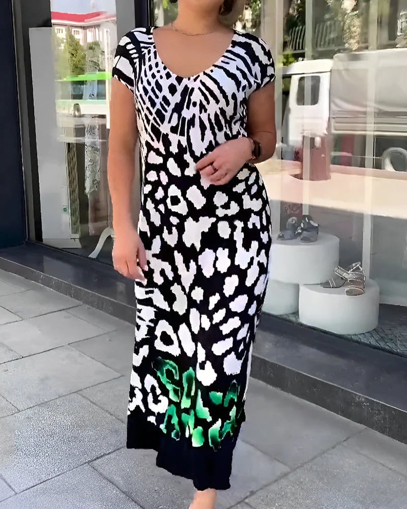 Casual Printed Short Sleeve Dress